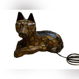 Vintage 7” Tall Mini Tiffany Style Shepard Dog Lamp *Tested & Works*